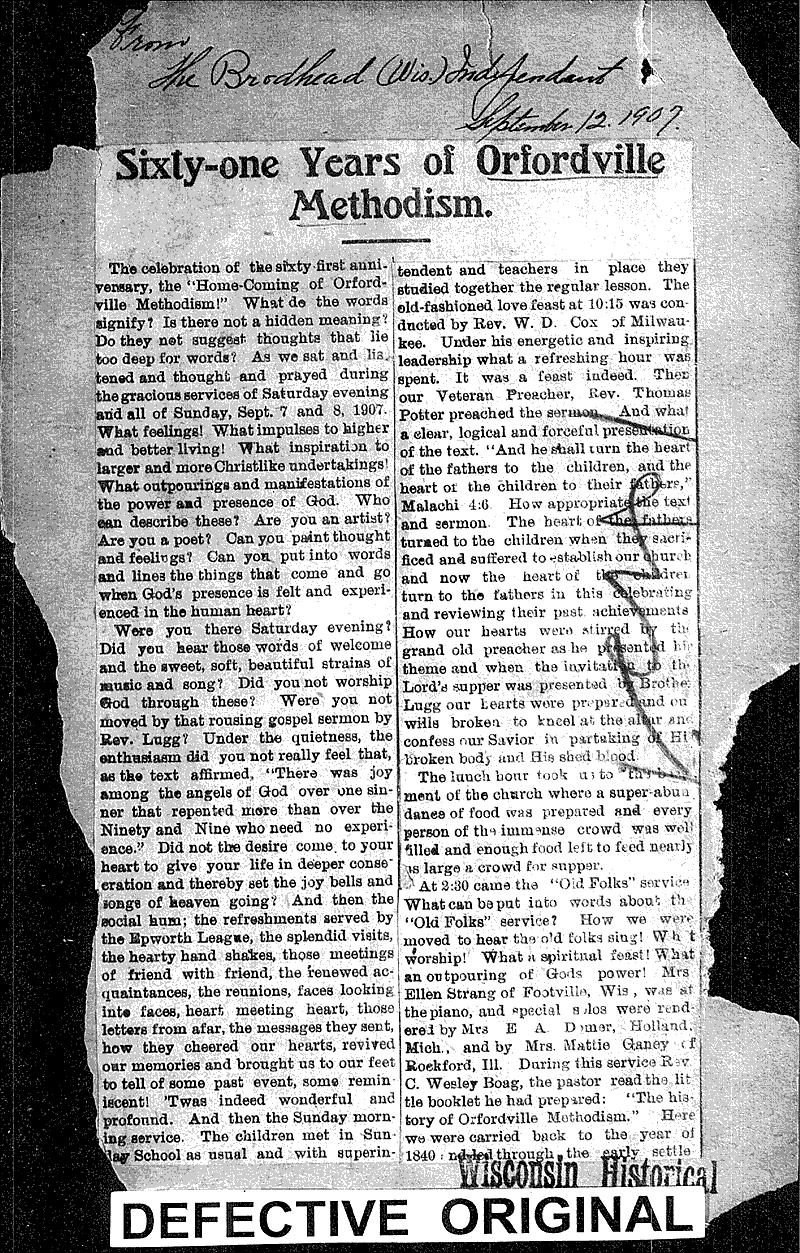  Source: Brodhead Independent Topics: Church History Date: 1907-09-12